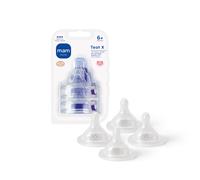 Cross-Cut Teats, Suitable for 6+ Months, Bottle Teats with SkinSoft Silicone, Fits all MAM Baby Bottles, Baby Feeding Essentials, Pack of 4