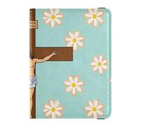 Cross Daisy Floral Light Green Leather travel wallet womens passport holder for travel Travel Documents Organizer Protector Passport Holder Combo with Vaccine Card Slot for women Waterproof, cross