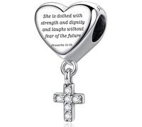 Cross Dangle Charm Fit for Pandora Charms Bracelet Love Heart Christian Bible Verse Charms Prayer Faith Religious Jewelry Gifts for Woman 3125