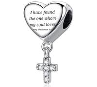 Cross Dangle Charm Fit for Pandora Charms Bracelet Love Heart Christian Bible Verse Charms Prayer Faith Religious Jewelry Gifts for Woman 34