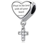 Cross Dangle Charm Fit for Pandora Charms Bracelet Love Heart Christian Bible Verse Charms Prayer Faith Religious Jewelry Gifts for Woman 35