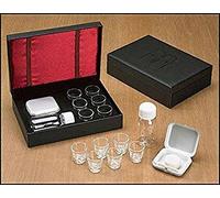 Cross Detail Faux Leather Box 6 Cup Portable Travel Communion Set Minister Gift
