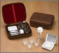 Cross Detail Faux Leather Lined Box 4 Cup Portable Minister Travel Communion Set