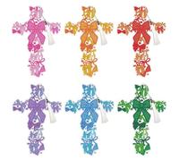 Cross Diamond Art Painting Bookmarks - 6 PCS Colorful Bow Design Bookmarks Kit with Tassel DIY Coquettte Gem Art Craft Christmas New Year Religions Birthday Gift for Reading Lovers