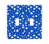 Cross Double Light Switch Cover Plate, Modern Geometric Diamond Square Blue Plastic Standard Size Toggle Light Switch Cover for New Apartment Home Bedroom Office Decor