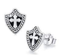 Cross Earrings 925 Sterling Silver Men’s Crucifix Stud Earrings Classic Religious Jewellery for Men Trendy Gift for Faith and Fashion