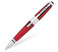 Cross Edge Refillable Twist-Action Resin Gel Ink Rollerball Pen with Chrome Appointments, Medium Ballpoint, includes Premium Gift Box and Red Cartridge, 1 Pack, Formula Red