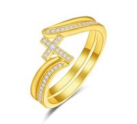 Cross Ends Cz Thumb Ring Womens Christians Prayer 925 Sterling Silver 14K Gold Plated Tiny Stacking Ring Size 8
