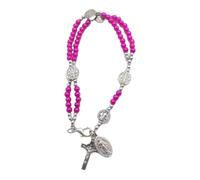 Cross Finger Chain Rosary Baptism Communion Gift Double Layer Pearl Beaded Bangle for Christening Wedding Gift Baby Shower Party