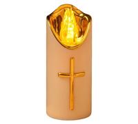 Cross Flameless Candles Light, LED Easter Pillar Candles - 120-Day Battery Operated with Flickering Flame, Reusable LED Grave Candle for Cemetery, Church, Home & Spring Easter Decor (White)