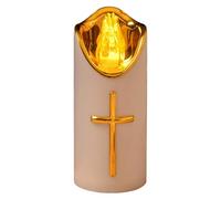 Cross Flameless Candles Light, LED Easter Pillar Candles - 120-Day Battery Operated with Flickering Flame, Reusable LED Grave Candle for Cemetery, Church, Home & Spring Easter Decor (Grey)