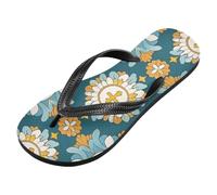 Cross Floral Blue Yellow rubber reef flip flops soft flops for men for beach (prop1)