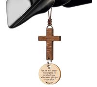 Cross for Car Mirror Hanging Christian Gifts for Men, Women - Scan Phone for Daily Bible Verse Car Rearview Decor Accessories, Jesus Ornament Religious Gift for Truck Driver (Psalm 91:11)
