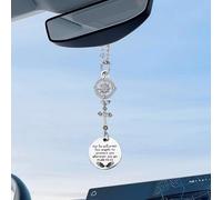 Cross for Car Mirror Hanging,For He Will Order His Angels To Protect You Wherever You Go Psalm 91:11 (Stainless Steel Chain - for He Will...)