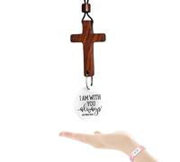 Cross for Car Mirror Hanging, Scan Phone for Daily Bible Verse, Handmade Car Rearview Decor Accessory, Christian Gifts for Women Men, Lightweight Auto Pendant (1 White+ 1 Wristband)