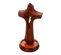 Cross for Desk - Religious Wooden Catholic Decoration,Catholic Wooden Jesus Cross | for Home Living Room Bedroom Dining Church Desk Shelf Centerpiece Housewarming