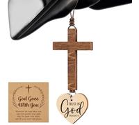 Cross for Rearview Mirror - Decoration with Christian Biblical Text - Interior Car Decorations with Jesus | For Women and Men Driver Vehicle Truck SUV Interior Rearview Mirror
