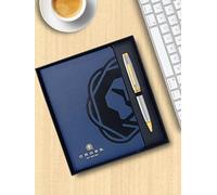 Cross Gift Set | Coventry Polished Chrome with Gone-Tone Ballpoint Pen with Blue Notebook