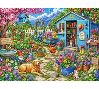 Cross & Glory | 1000 Piece Puzzles for Adults | Where Good Things Grow | 1000 Piece Garden Jigsaw Puzzle | Blue Garden Shed & Veggie Beds | 2mm Thick Pieces | Gift for Gardeners