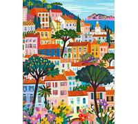 Cross & Glory - A Bright Day in Cannes - 1000 Piece Jigsaw Puzzle for Adults | Modern Folk Art French Riviera Scene | Minimalist, Colorful Travel Puzzle