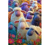 Cross & Glory - All Eyes on Ewe - 1000 Piece Jigsaw Puzzle for Adults | Playful Sheep in Sunny Flower Field | Bright, Whimsical Farm Puzzle