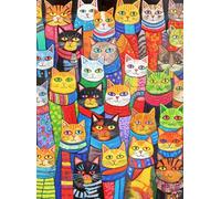 Cross & Glory - Cozy Cats & Colorful Scarves - 1000 Piece Jigsaw Puzzle for Adults | Whimsical Cat Puzzle | Vibrant and Challenging Puzzle for Cat Lovers