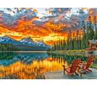 Cross & Glory - Dockside Reflections - 1000 Piece Jigsaw Puzzle for Adults | Tranquil Sunset Lake Scene | Challenging Puzzle for Adults | Eco-Friendly Materials for Nature Lovers
