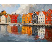 Cross & Glory - Fjord Facades: Norway's Water's Edge - 1000 Piece Jigsaw Puzzle for Adults | Norwegian Village Scene | Challenging & Vivid Detail | Ideal for Puzzle Enthusiasts