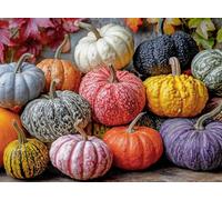 Cross & Glory - Harvest for The Table - 1000 Piece Jigsaw Puzzle for Adults | Colorful Pumpkins, Gourds & Autumn Leaves | Thanksgiving Fall Puzzle