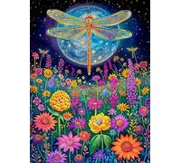 Cross & Glory - Jigsaw Puzzles 1000 Pieces for Adults | Lunar Symphony: The Dragonfly’s Tale | 1000 Piece Puzzle for Adults | Best New Enchanted Nature Puzzle | Vibrant Nighttime Artwork