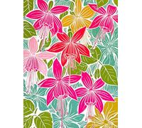 Cross & Glory - Petals in Print - 1000 Piece Jigsaw Puzzle for Adults | Colorful Fuchsia Floral Block Print for Puzzle Lovers and Art Enthusiasts