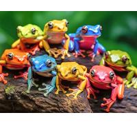 Cross & Glory - Rainbow Ribbit: Frog Ensemble - 1000 Piece Jigsaw Puzzle for Adults | Vibrant Puzzle | Premium Quality | Unique Artwork