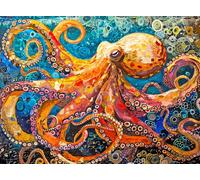Cross & Glory - The Great Blue Octopus Enigma - 1000 Piece Jigsaw Puzzle for Adults | Ocean Puzzle | Unique Brain Teaser | Vibrant Marine Artwork
