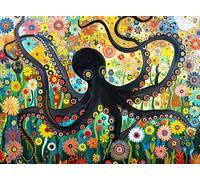 Cross & Glory - The Octopus Who Grew Flowers - 1000 Piece Jigsaw Puzzle for Adults | Vibrant Octopus and Floral Artwork | Challenging Puzzle for Adults | Eco-Friendly Materials