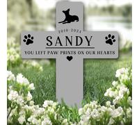 Cross Grey Jack Russell Terrier Dog Pet Remembrance Grave Plaque Memorial Stake |Personalised In Loving Memory Remembrance Memorial Plaque Grave Decoration Marker Garden Ground Stake