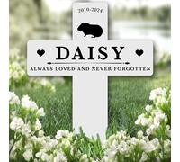 Cross Guinea Pig Silhouettes Pet Remembrance Garden Plaque Grave Memorial Stake |Personalised In Loving Memory Remembrance Memorial Plaque Grave Decoration Marker Garden Ground Stake