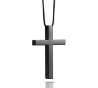 Cross Hanging Ornaments for Car Rear View Mirror, Cross Metal Car Rear View Mirror Charm, Auto Ornament Intercession, Cross Pendant Decoration for Car, Truck, Home Decor (Black)
