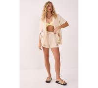 Cross Hatch Heart Embroidered Tie Waist Shorts NastyGal Cream 8