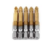 Cross Head Screwdriver Bits, PH2 Durable Tough Anti-Skid Titanium-Plated 1/4 Inch Hex Shank 50mm for Electric Screwdrivers Hand Screwdrivers Electric Drills 5pcs