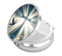 Cross Heaven Pill Case, Blessed Pill Box 3 Compartments Metal Small Pill Holder with Mirror Mini Travel Pill Container for Purse Pocket Women Men