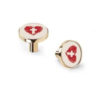 Cross in The Abstract Red Heart Cabinet Knobs and Wall Hooks, 6 Pack Modern Drawer Pulls with Golden-Style Base, Solid Zinc Alloy Handles for Kitchen, Bathroom, Dresser