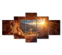 Cross in the Cave, Easter Banner Wall Art Christian Pictures for Wall Crucifix Cross Paintings Jesus Christ Print Pictures Religious Artwork for Church Living Room Decor Bedroom Decor 60"Wx32"H