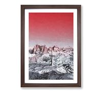 Cross in The Mountains in Abstract Framed Print | A2 Walnut Framed Wall Art | Ready to Hang | Abstract Religious Picture | Living Room Bedroom Lounge Office