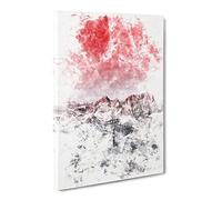Cross In The Mountains Watercolour Canvas Print | Gallery Wrapped 30mm Frame Wall Art | 20x14 inches | Ready to Hang | Modern Landscape Picture | Living Room Bedroom Lounge Office