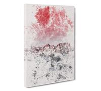 Cross in the Mountains Watercolour Canvas Print | Gallery Wrapped 30mm Frame Wall Art | 30x20 inches | Ready to Hang | Modern Landscape Picture | Living Room Bedroom Lounge Office