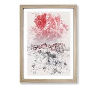 Cross in The Mountains Watercolour Framed Print | A2 Oak Framed Wall Art | Ready to Hang | Modern Religious Picture | Living Room Bedroom Lounge Office