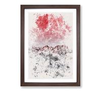 Cross in The Mountains Watercolour Framed Print | A2 Walnut Framed Wall Art | Ready to Hang | Modern Religious Picture | Living Room Bedroom Lounge Office