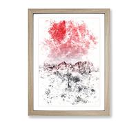Cross In The Mountains Watercolour Modern Framed Print | A2 Oak Framed Wall Art | Ready to Hang | Modern Religious Picture | Living Room Bedroom Lounge Office