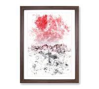 Cross In The Mountains Watercolour Modern Framed Print | A3 Walnut Framed Wall Art | Ready to Hang | Modern Religious Picture | Living Room Bedroom Lounge Office