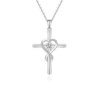 Cross Infinity Necklace for Women Sterling Silver Cross Pendant Christian Necklace Jewelry Birthday Gifts for Friend Sister Men
